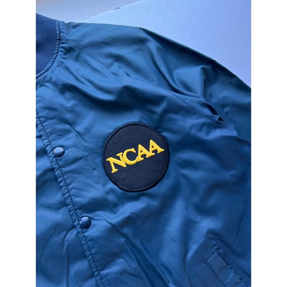 Vintage 80s NCAA Snap Nylon Bomber Jacket Navy Blue Varsity Athletic Coaches S - Picture 4 of 11